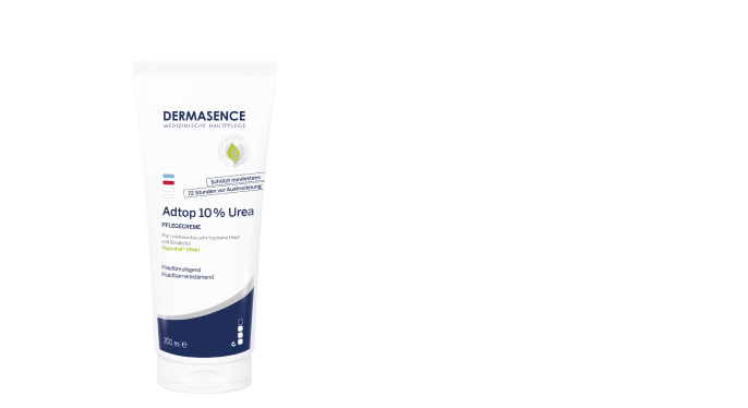 Anzeige: Schützt mindestens 72 Stunden vor  Austrocknung*, DERMASENCE Adtop mit 10% Urea für raue und schuppige Haut