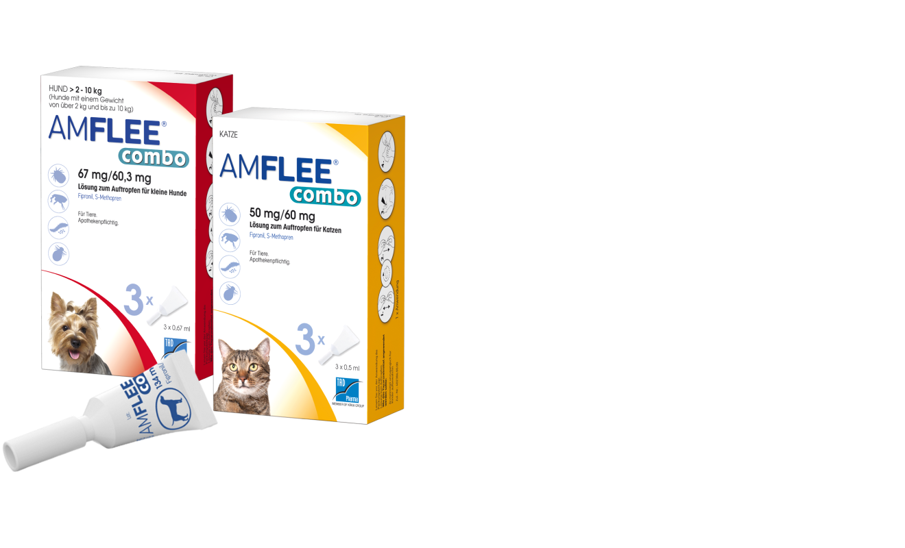 Anzeige: AMFLEE® combo, Wirkt gegen Zecken, Haarlinge, Flöhe & deren Eier Für Hund und Katze Lösung zum Auftropfen  anwenderfreundliche Pipette