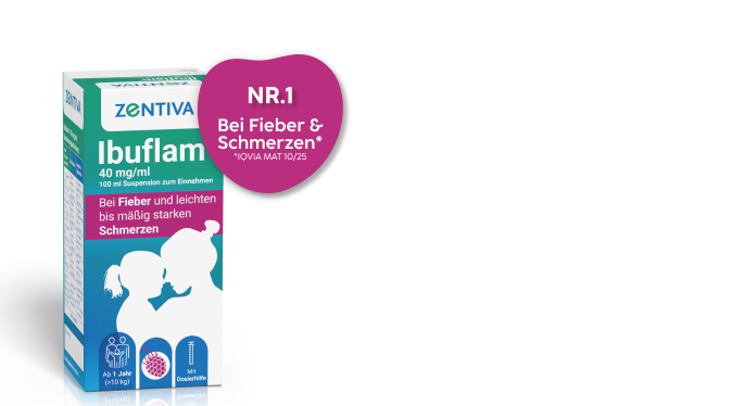 Anzeige: Fieber und Schmerzen bei Kindern behandeln. Ibuflam® im neuen Design – bewährte Arzneimittelqualität, einfache Dosierung und Himbeergeschmack bleiben unverändert.
